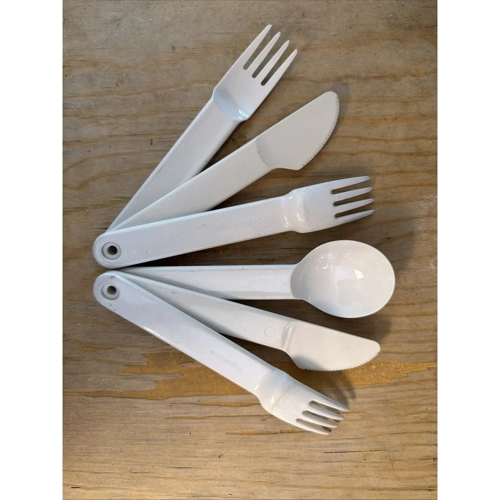 Tupperware Snap Together Picnic Utensils Cutlery Fork Knife Spoon Set And Extras